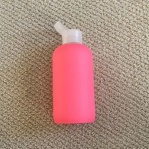 Bkr Water Bottle Little 500 mL Glass Rosy Hot Neon Pink Silicone Sleeve EUC